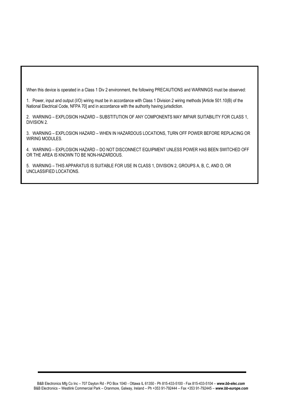 Special consideration for class 1 div 2 | B&B Electronics ZP9D-115RM-LR - Manual User Manual | Page 21 / 54
