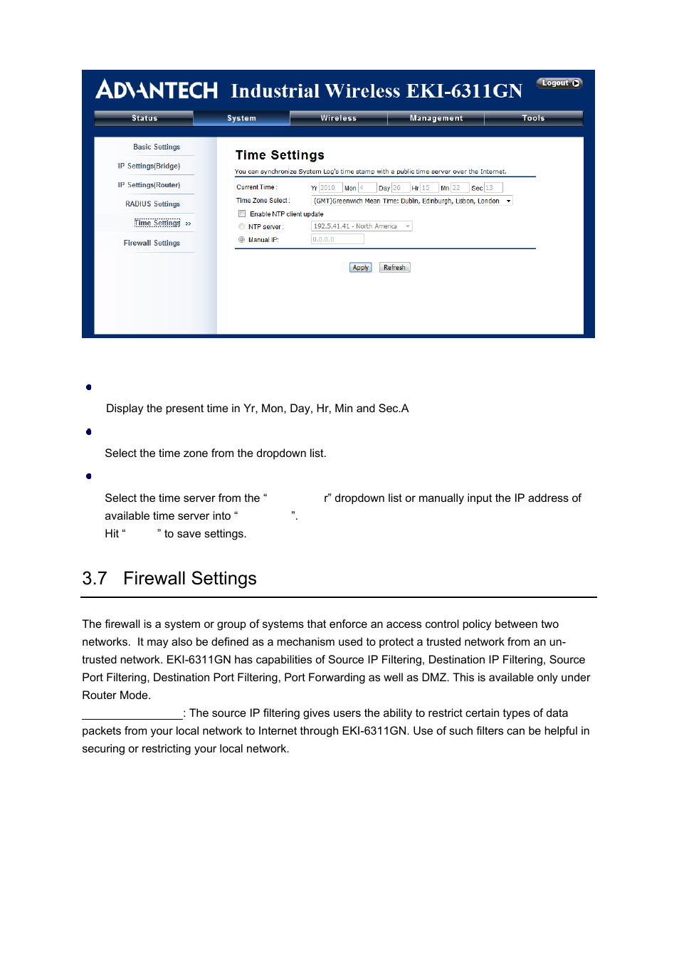 7 firewall settings | B&B Electronics EKI-6311GN-EU - Manual User Manual | Page 28 / 56