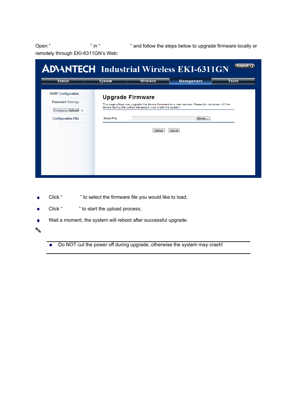 Upgrade firmware | B&B Electronics EKI-6311GN-EU - Manual User Manual | Page 44 / 56