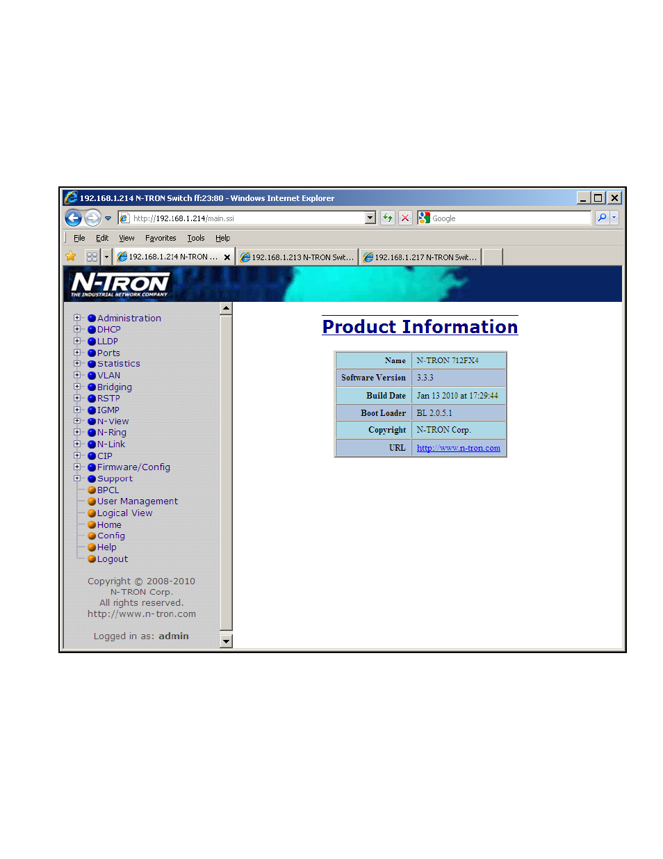 Web management - home | B&B Electronics 712FX4-SC_ST - Manual User Manual | Page 25 / 154
