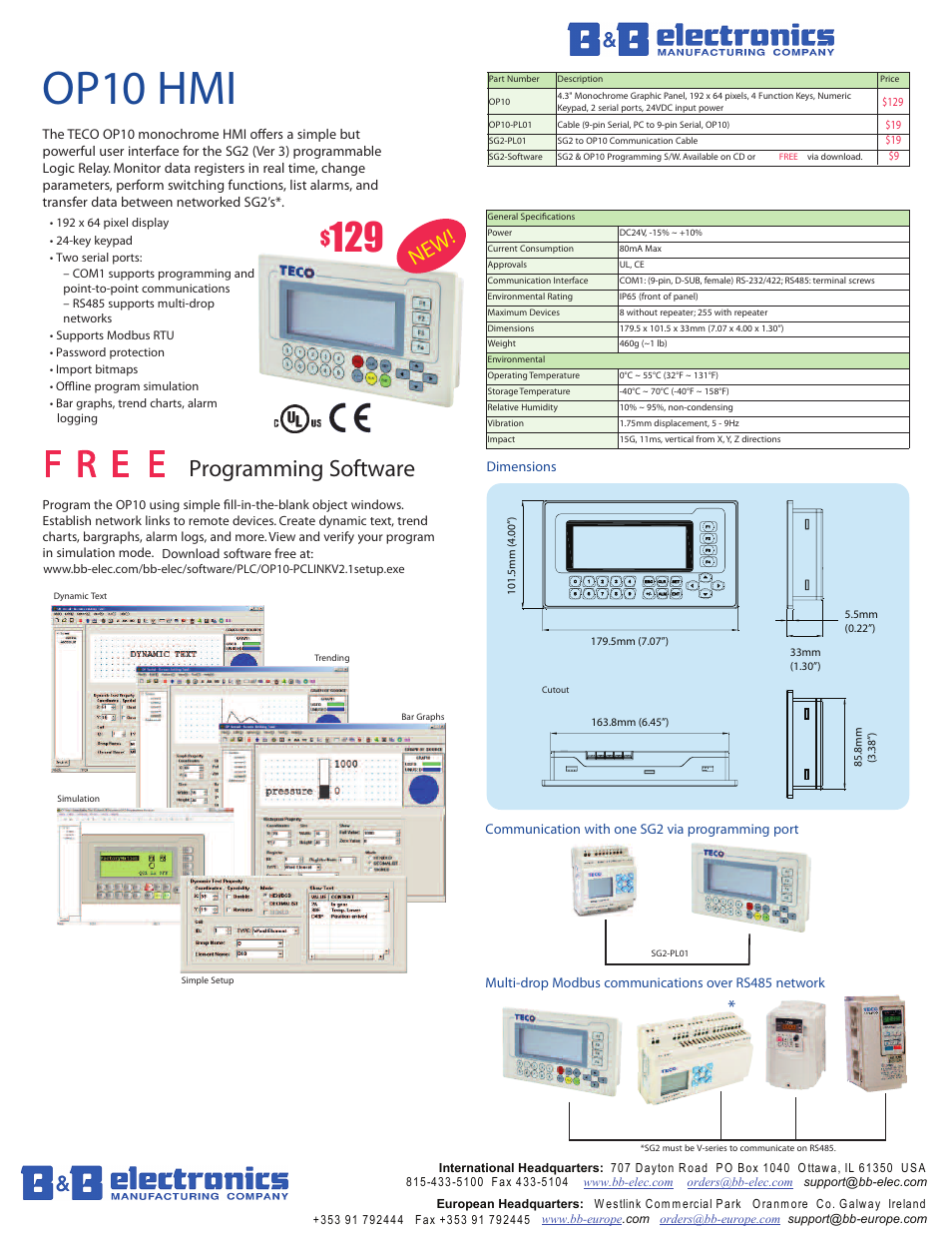 B&B Electronics OP10 - Datasheet User Manual | 1 page