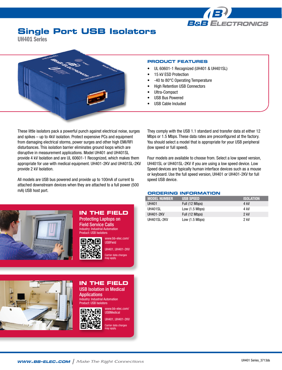 B&B Electronics UH401SL_2KV - Datasheet User Manual | 2 pages