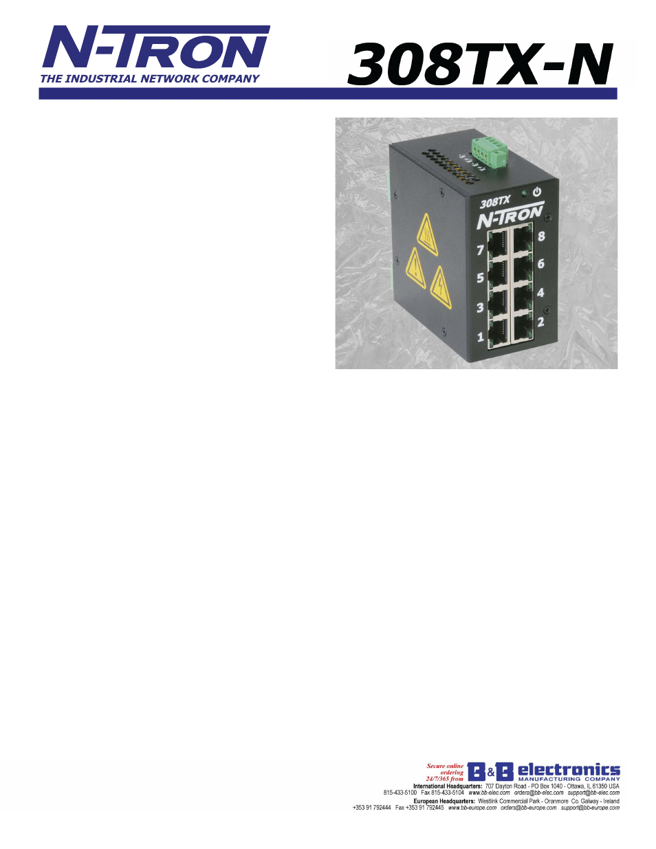 B&B Electronics 308TX-N - Datasheet User Manual | 3 pages