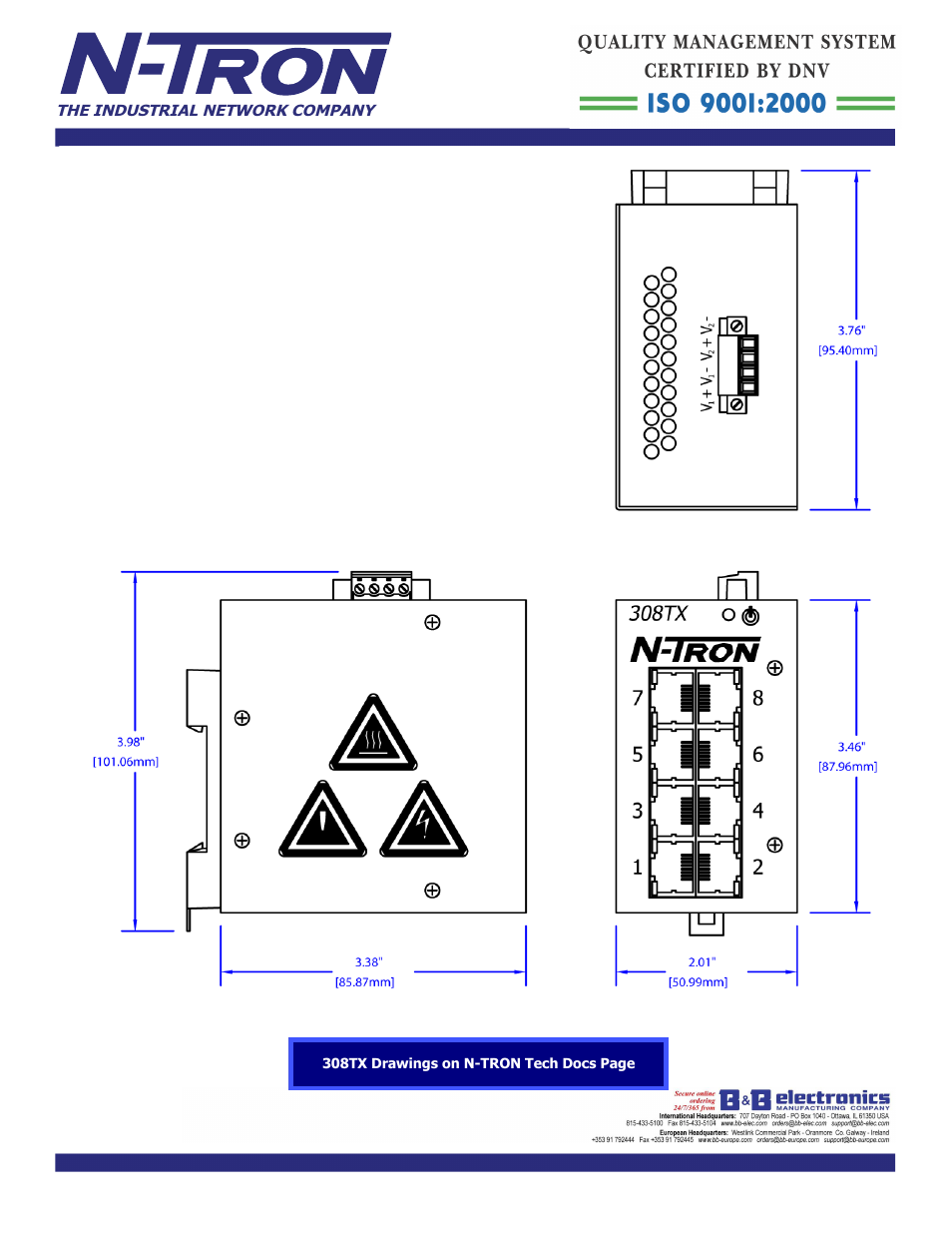 B&B Electronics 308TX-N - Datasheet User Manual | Page 3 / 3