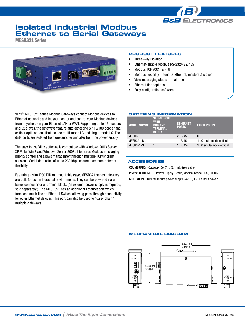 B&B Electronics MESR321_SL_ML - Datasheet User Manual | 2 pages