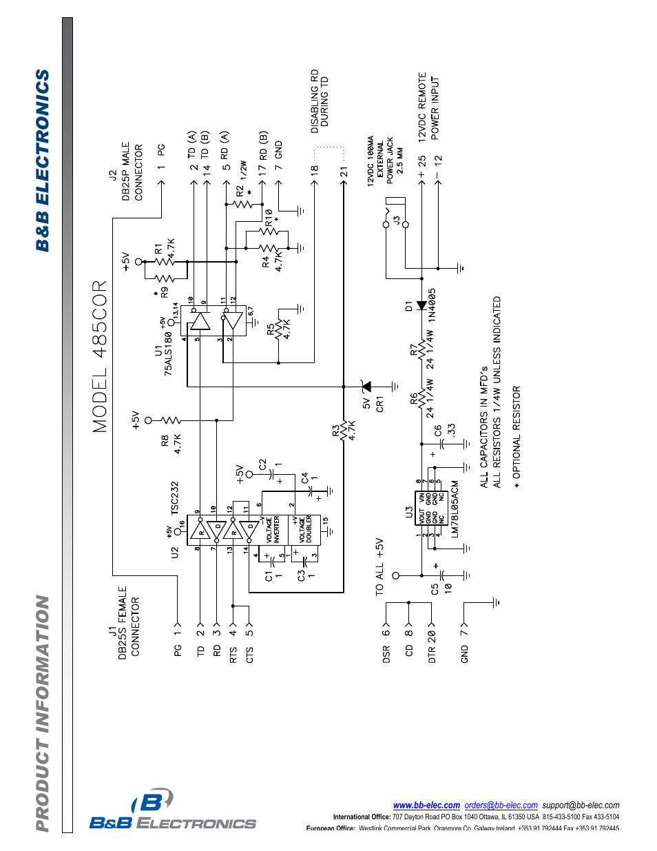 B&B Electronics 485COR - Datasheet User Manual | Page 2 / 2