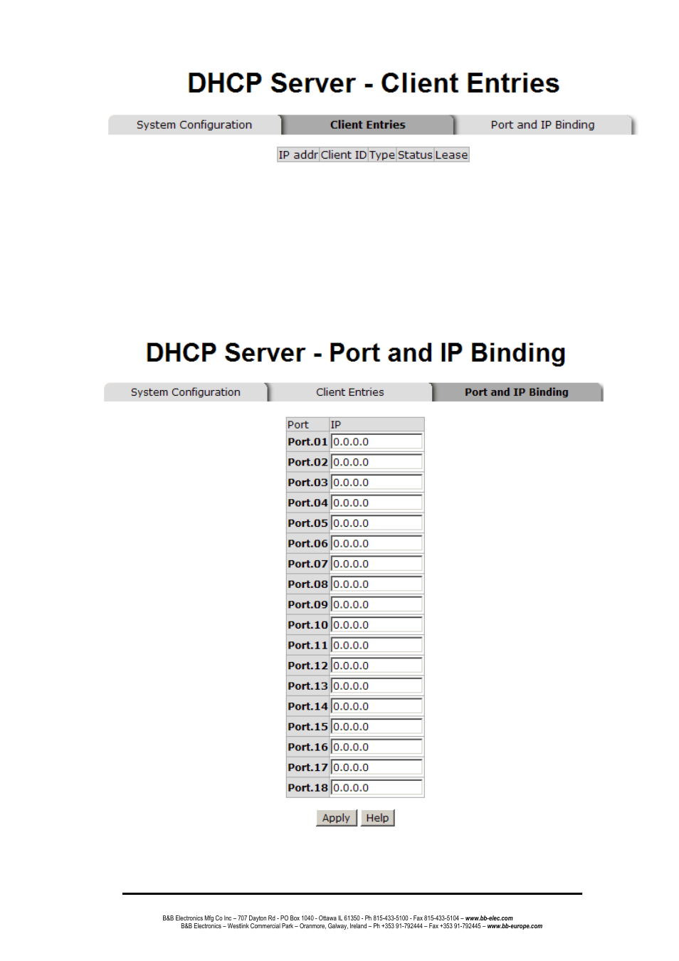 Dhcp server - port and ip bindings | B&B Electronics EIR618-2SFP-T - Manual User Manual | Page 64 / 121