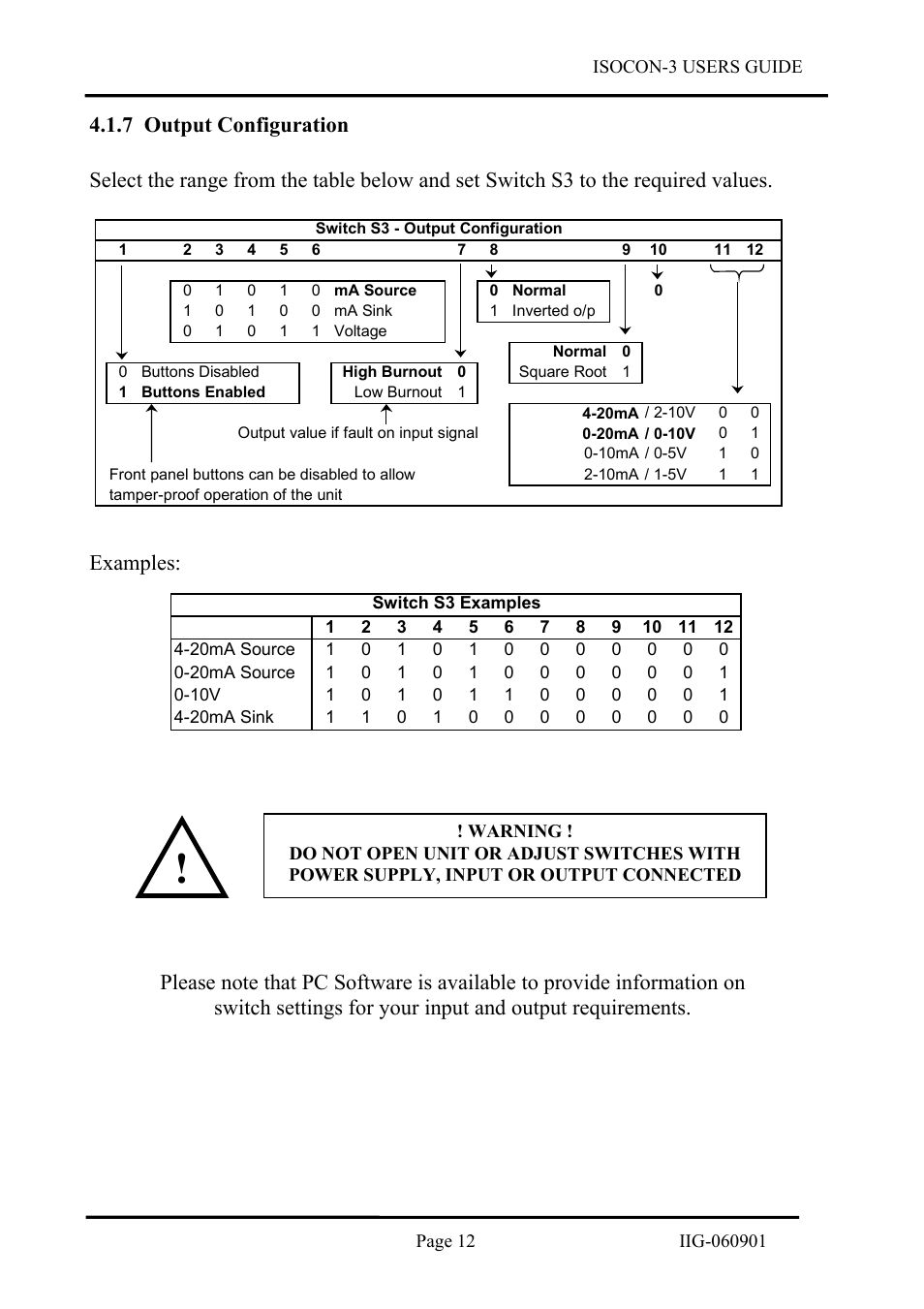 Output configuration, 7 output, Configuration | Examples | B&B Electronics ISOCON-3 - Manual User Manual | Page 12 / 16