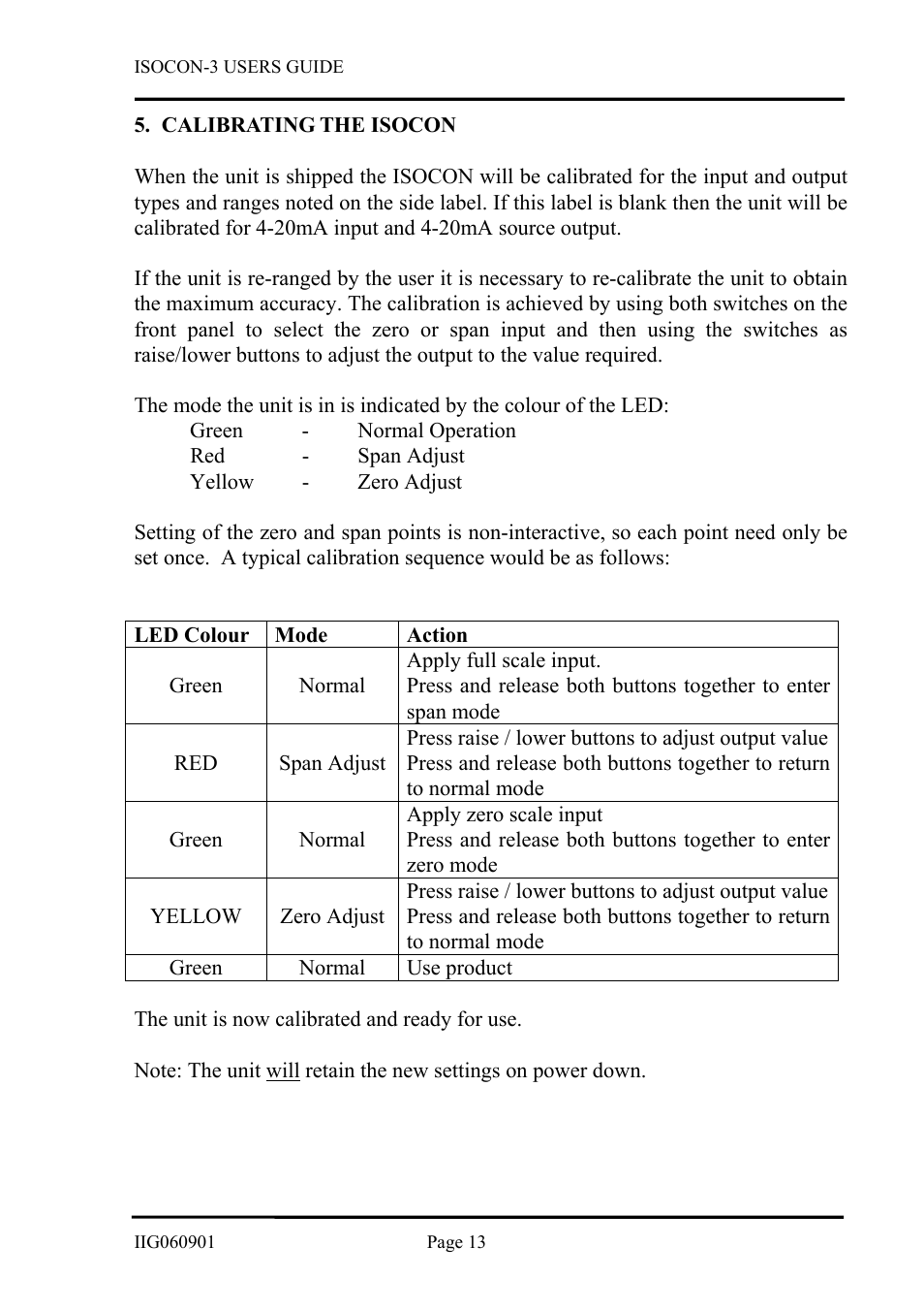 Calibrating the isocon | B&B Electronics ISOCON-3 - Manual User Manual | Page 13 / 16
