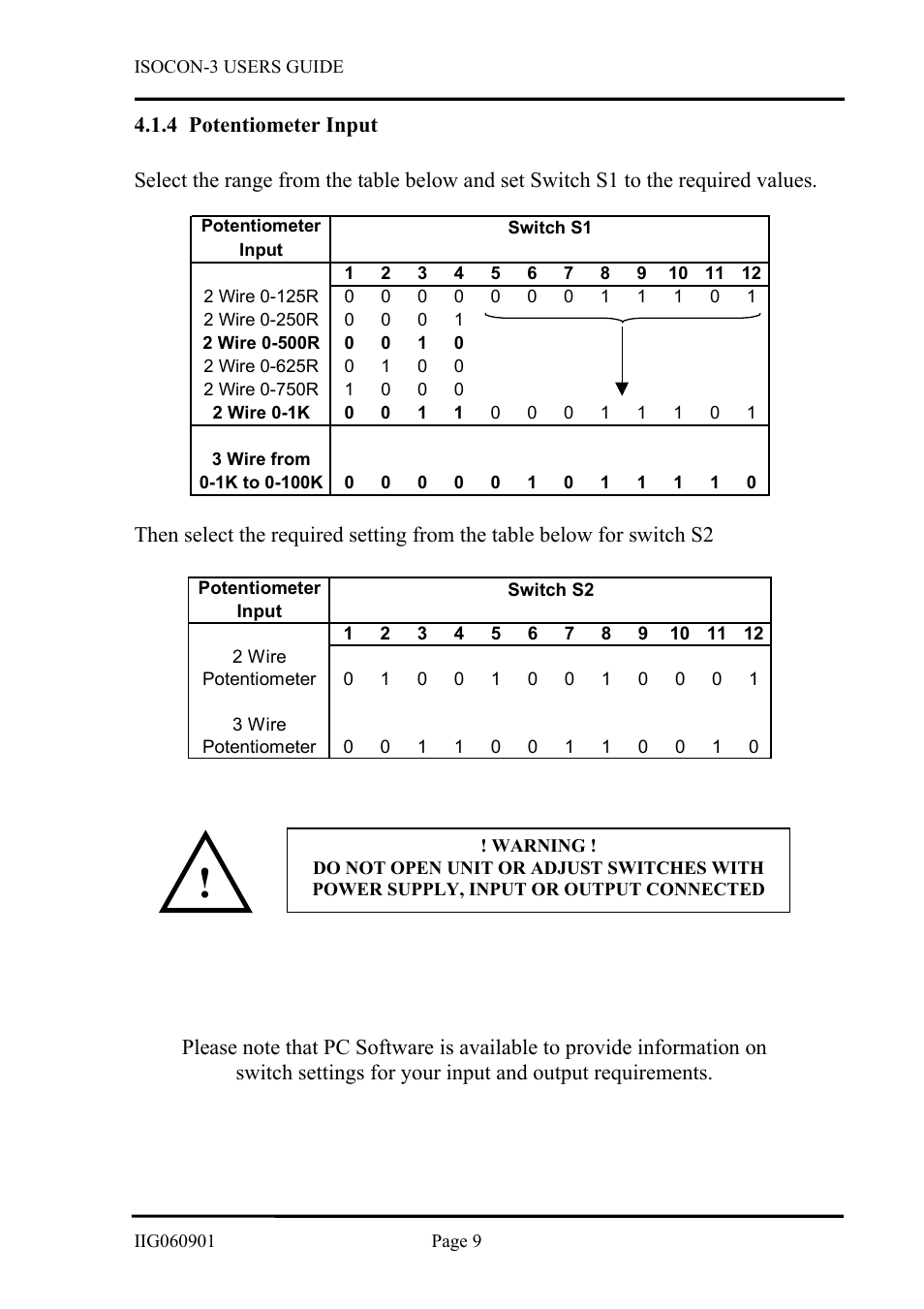 Potentiometer input, 4 potentiometer, Input | B&B Electronics ISOCON-3 - Manual User Manual | Page 9 / 16