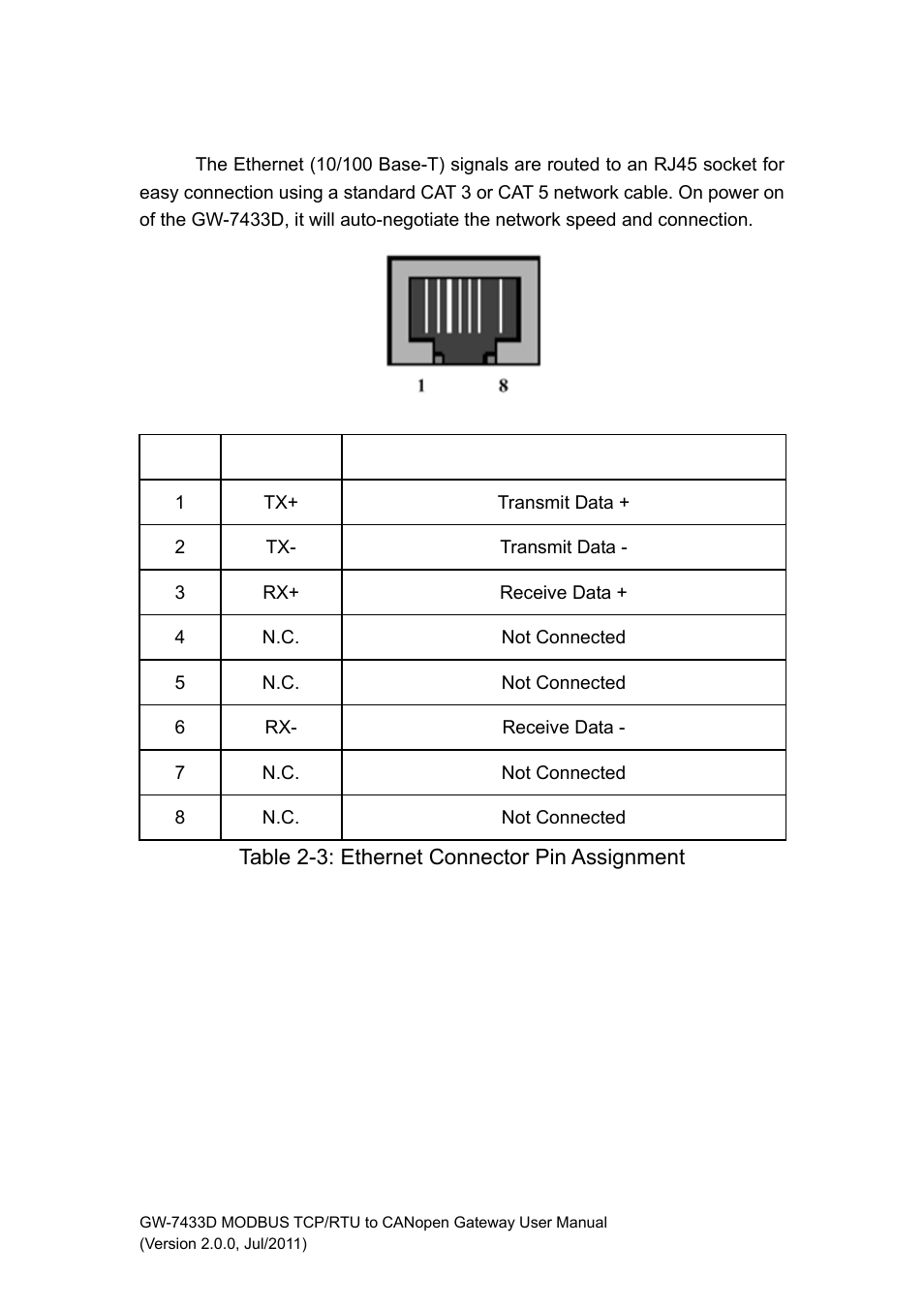 3 ethernet connection, Ethernet connection | B&B Electronics GW-7433D - Manual User Manual | Page 15 / 30