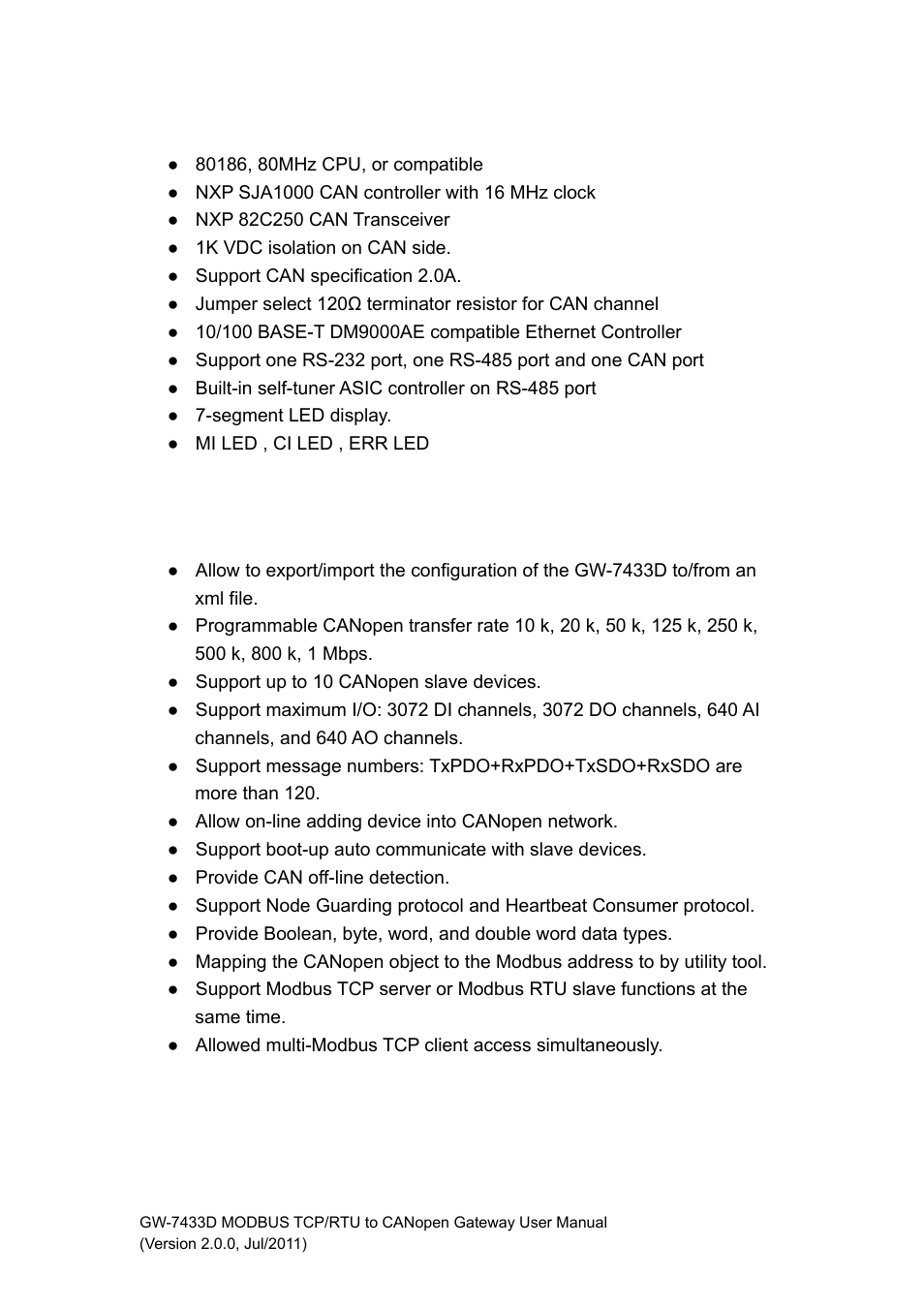 4 hardware features, 5 firmware features, Hardware features | Firmware features | B&B Electronics GW-7433D - Manual User Manual | Page 7 / 30