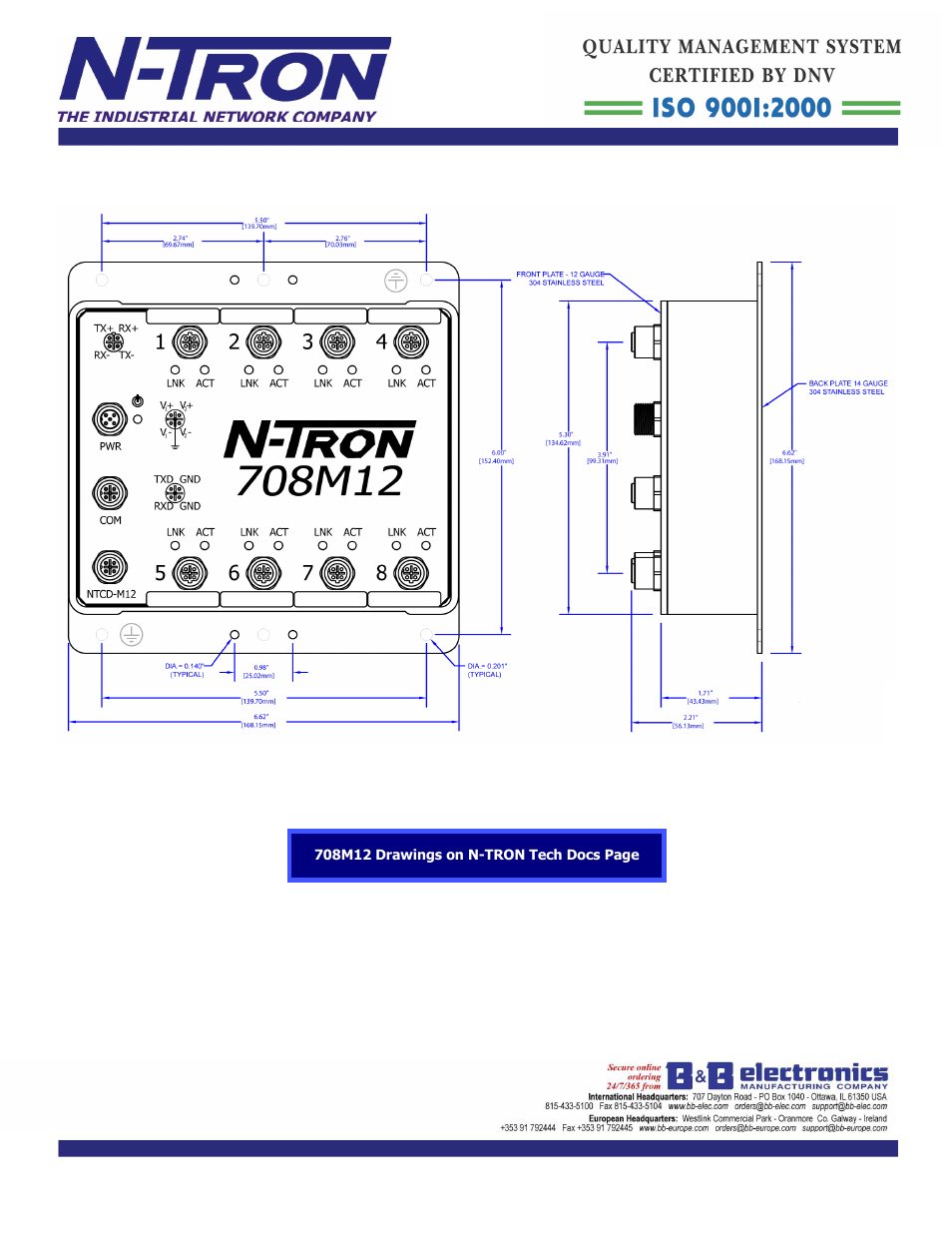 B&B Electronics 708M12-HV - Datasheet User Manual | Page 3 / 3