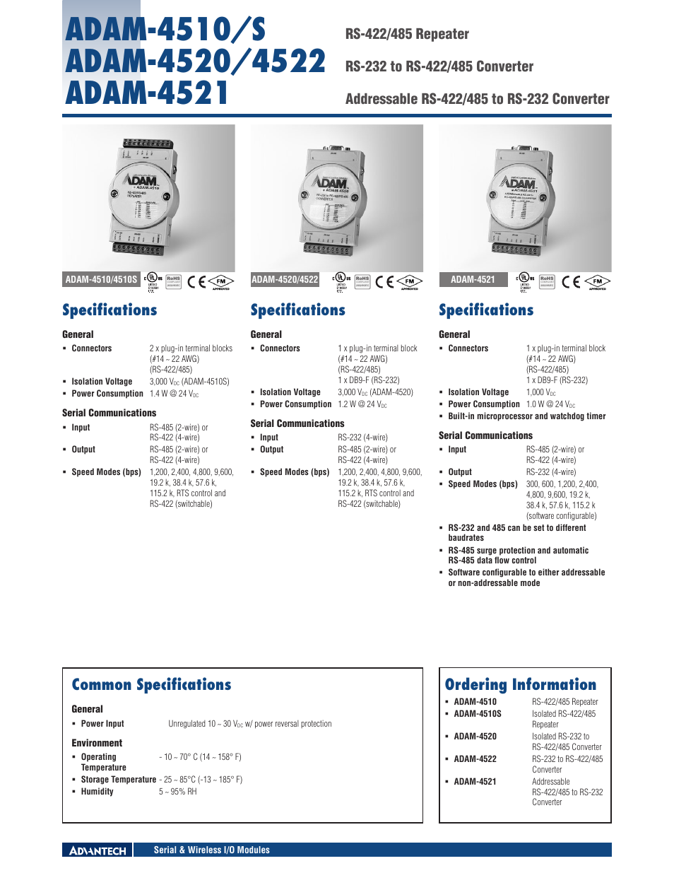 B&B Electronics ADAM-4522 - Datasheet User Manual | 1 page