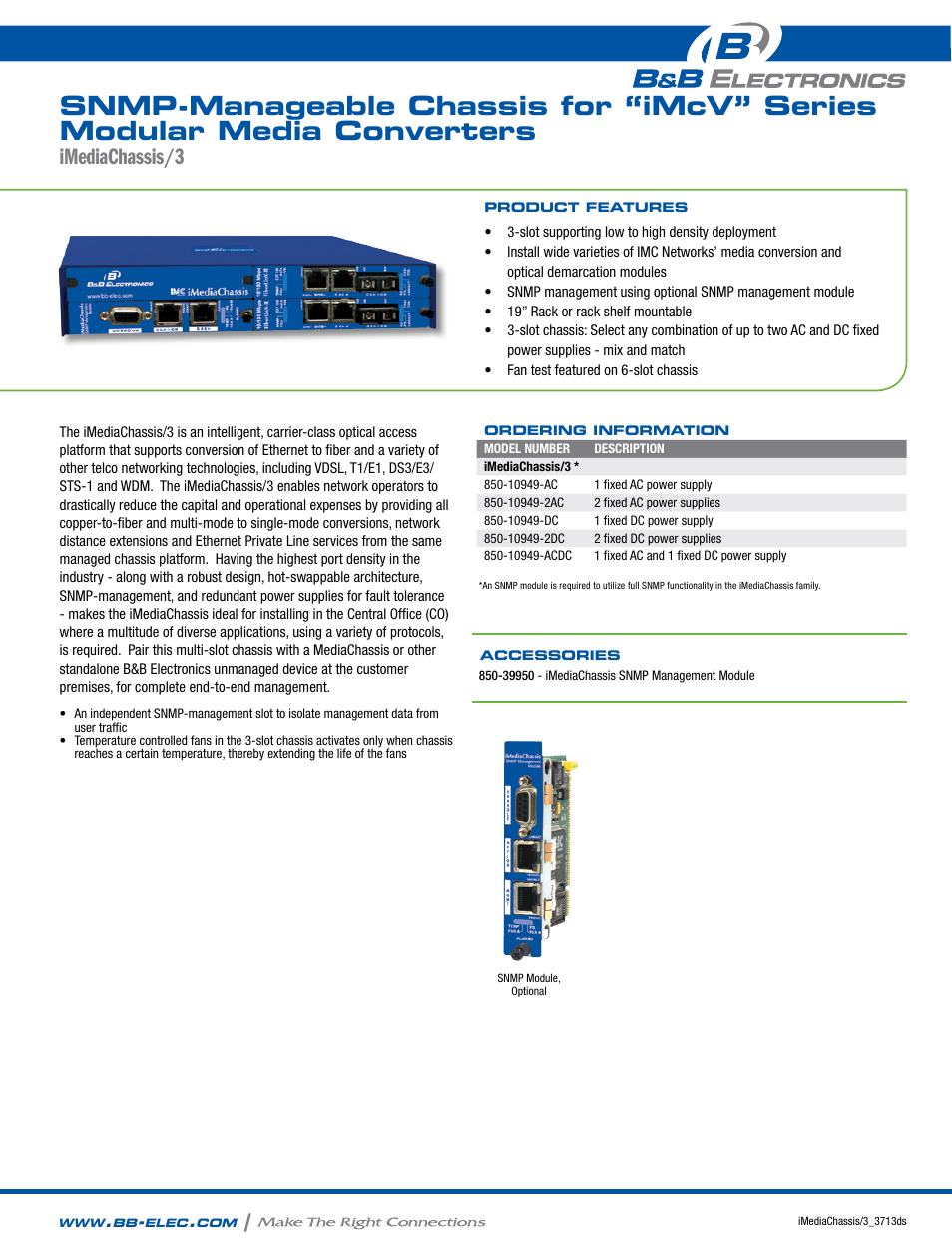 B&B Electronics 850-10949-ACDC - Datasheet User Manual | 2 pages