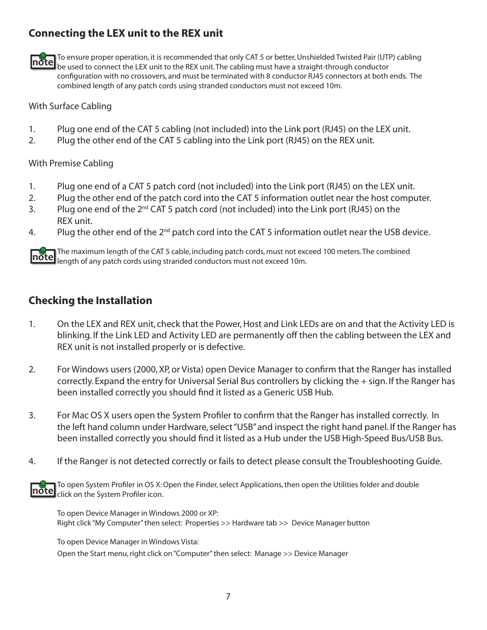Connecting the lex unit to the rex unit, Checking the installation | B&B Electronics 00-00234 - Manual User Manual | Page 8 / 16