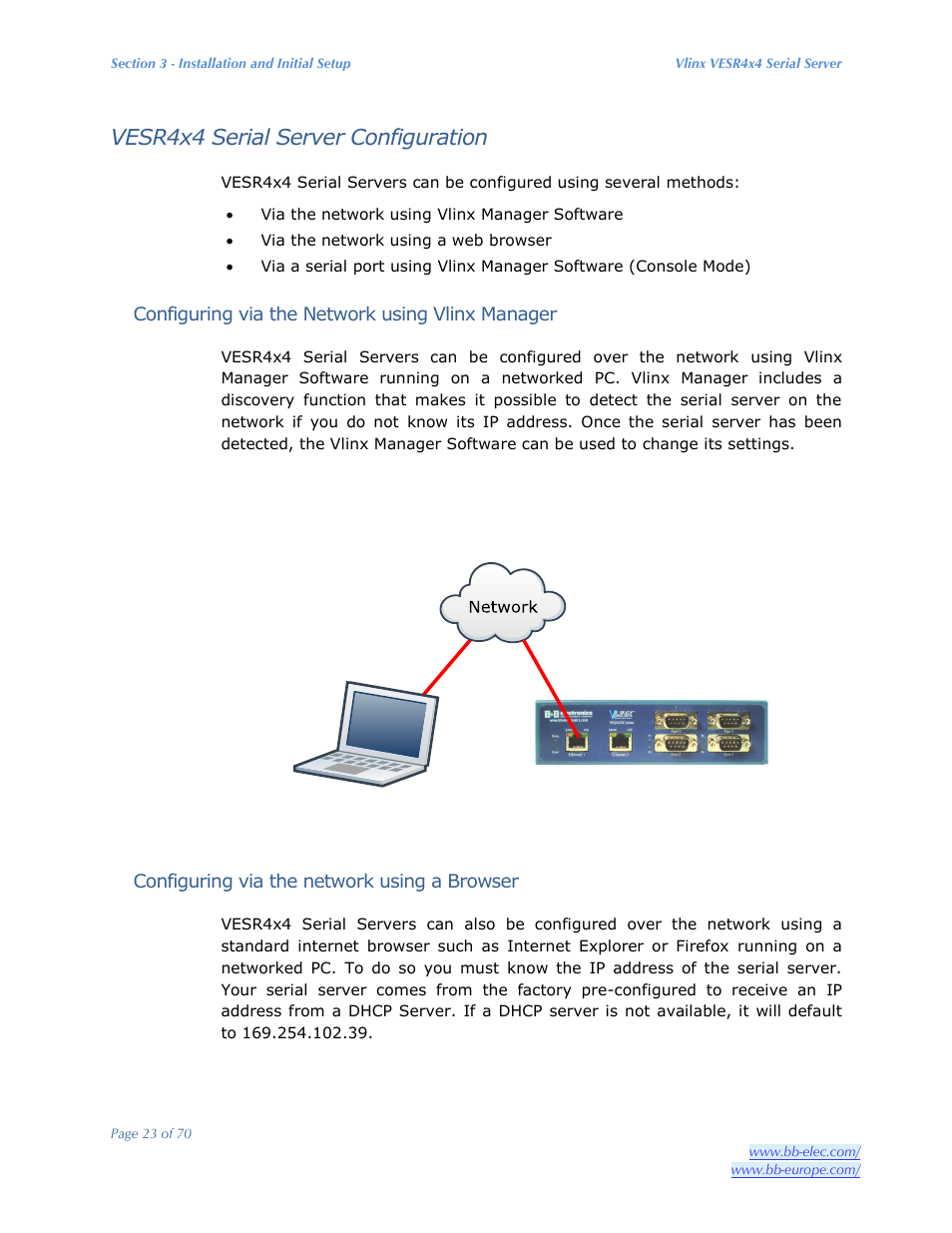 Vesr4x4 serial server configuration | B&B Electronics VESR4X4 - Manual User Manual | Page 23 / 70