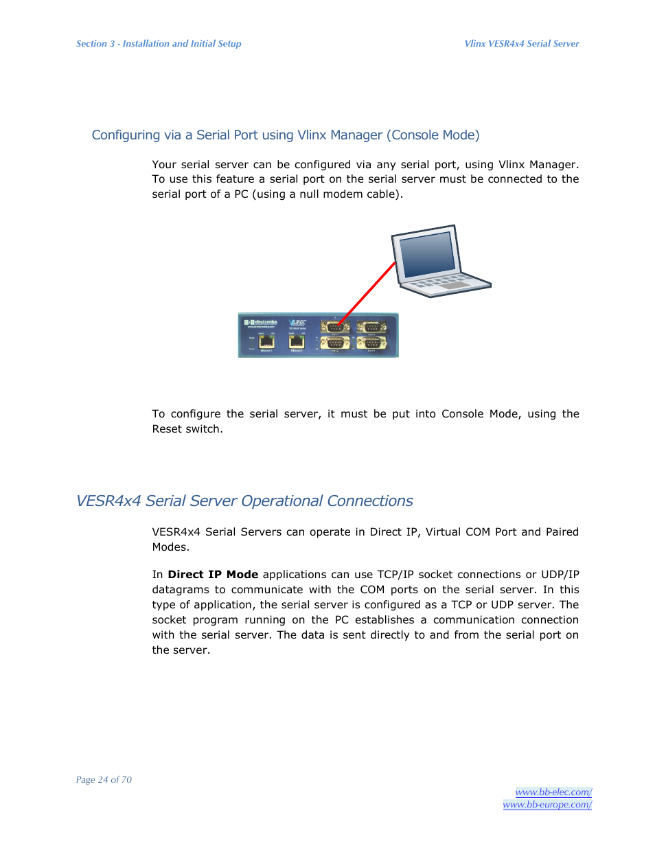 Vesr4x4 serial server operational connections | B&B Electronics VESR4X4 - Manual User Manual | Page 24 / 70