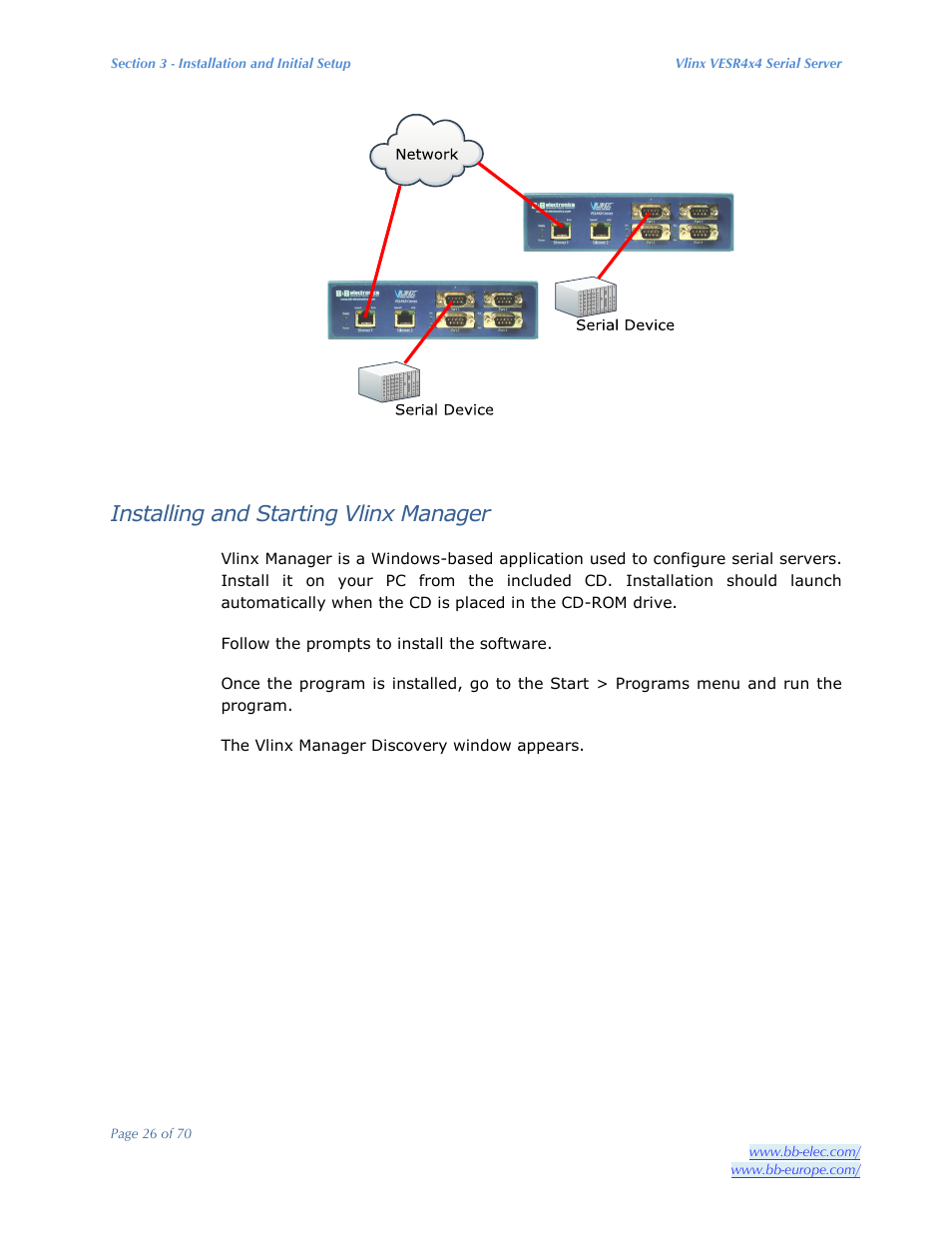 Installing and starting vlinx manager | B&B Electronics VESR4X4 - Manual User Manual | Page 26 / 70