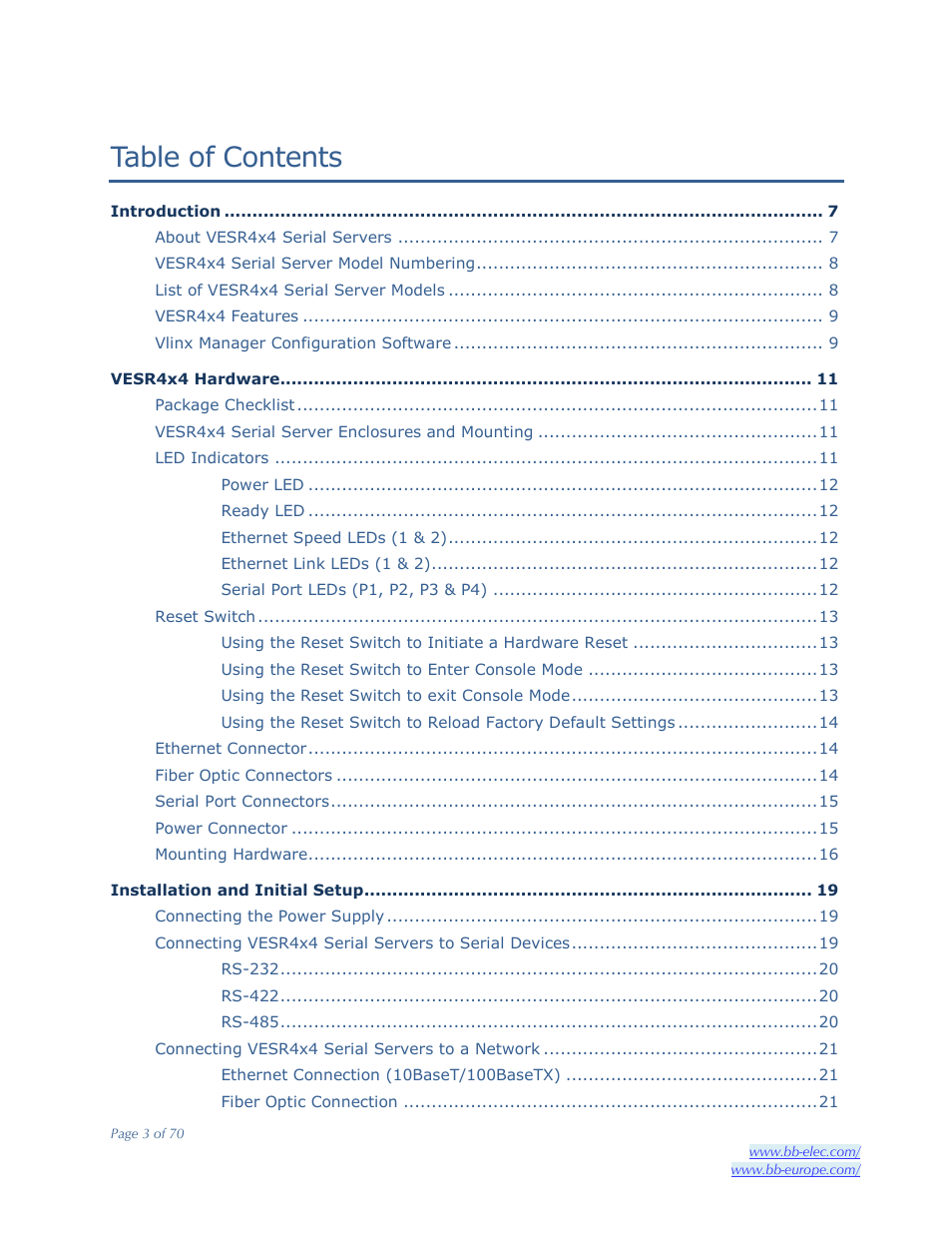 B&B Electronics VESR4X4 - Manual User Manual | Page 3 / 70