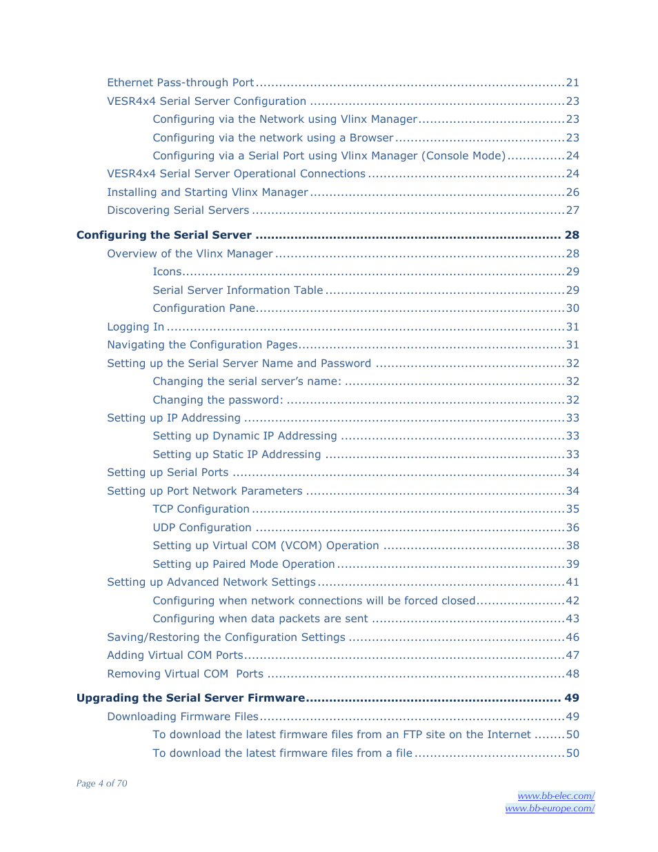 B&B Electronics VESR4X4 - Manual User Manual | Page 4 / 70