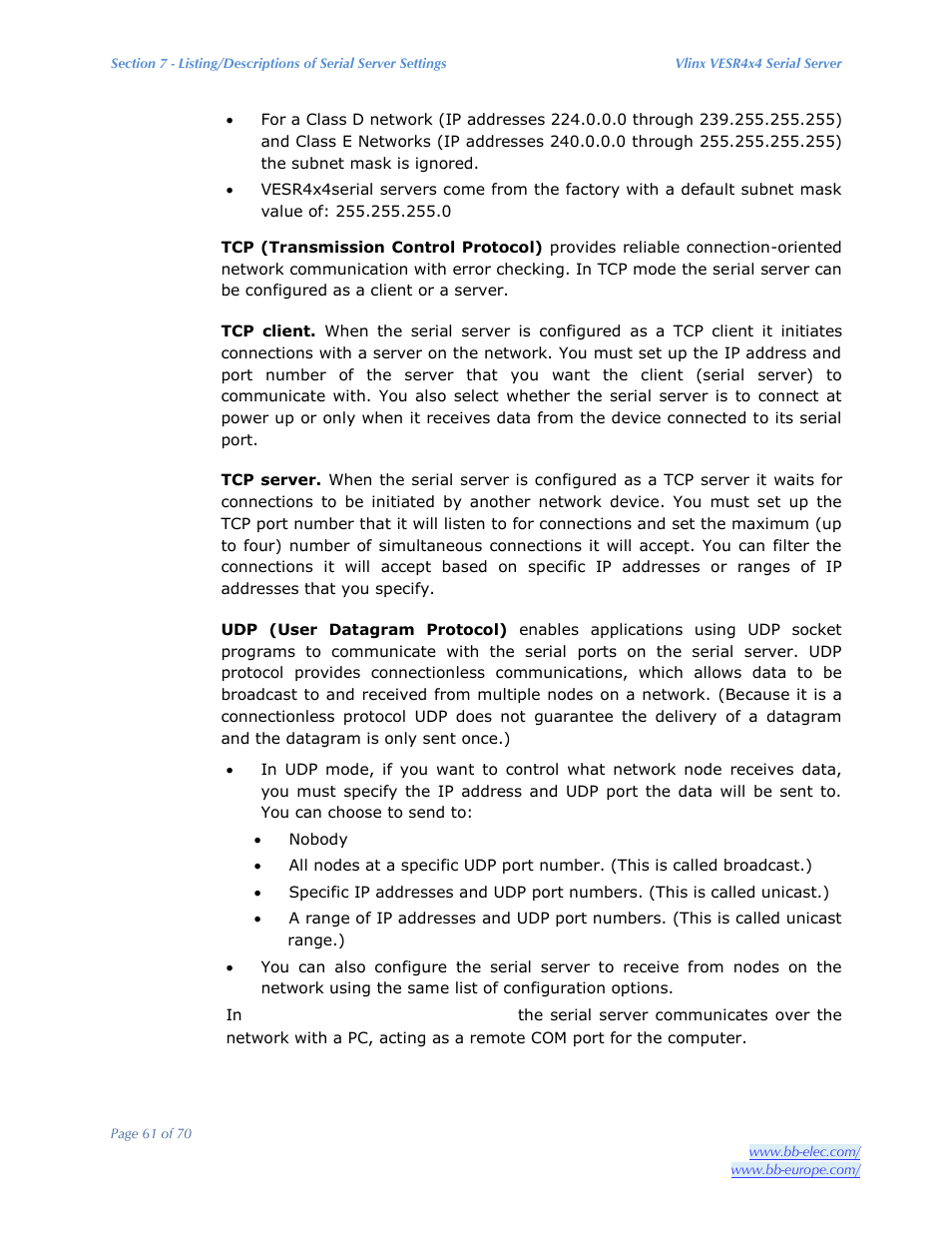 B&B Electronics VESR4X4 - Manual User Manual | Page 61 / 70
