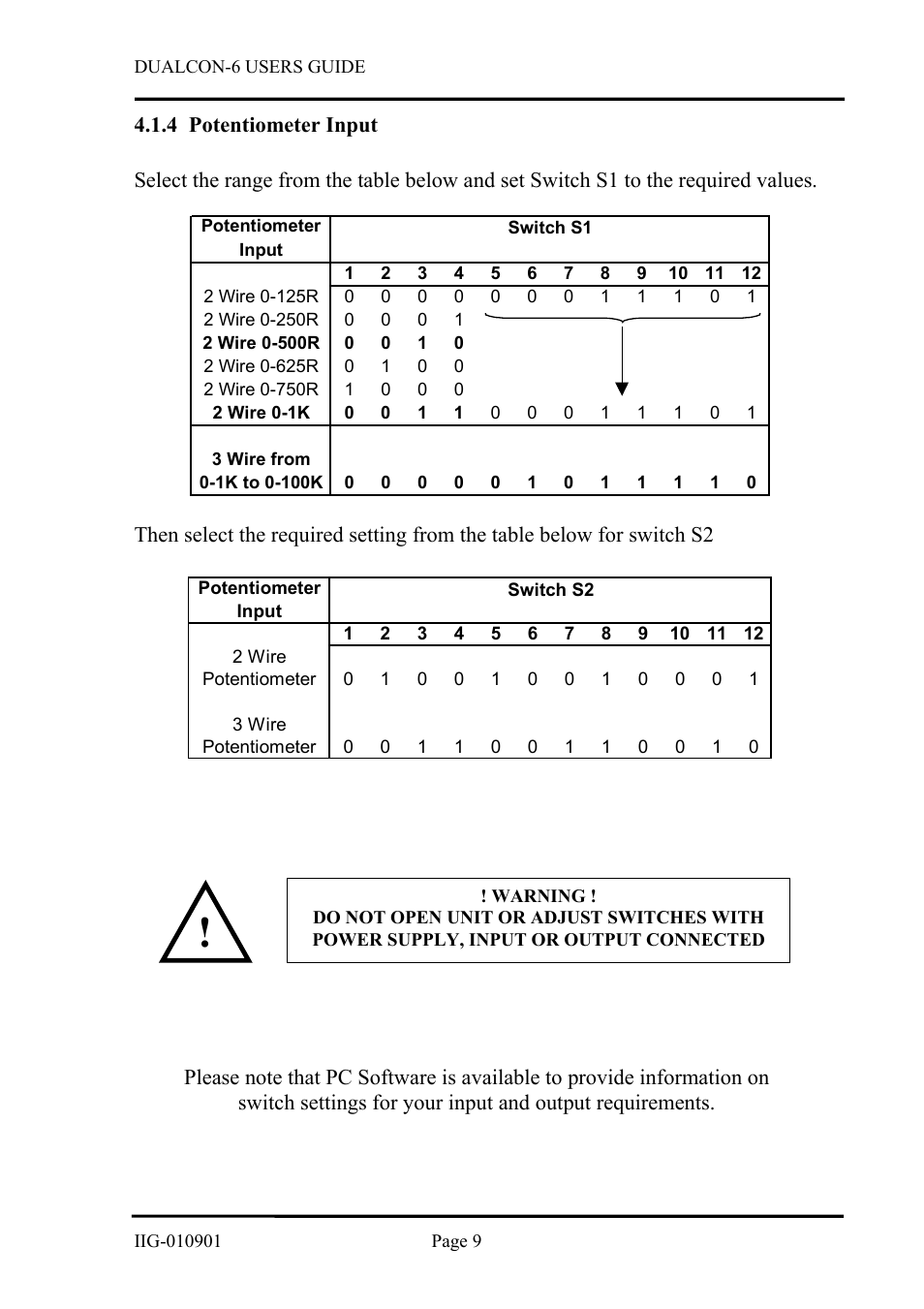 Potentiometer input, 4 potentiometer, Input | B&B Electronics DUALCON-6 - Datasheet User Manual | Page 9 / 16