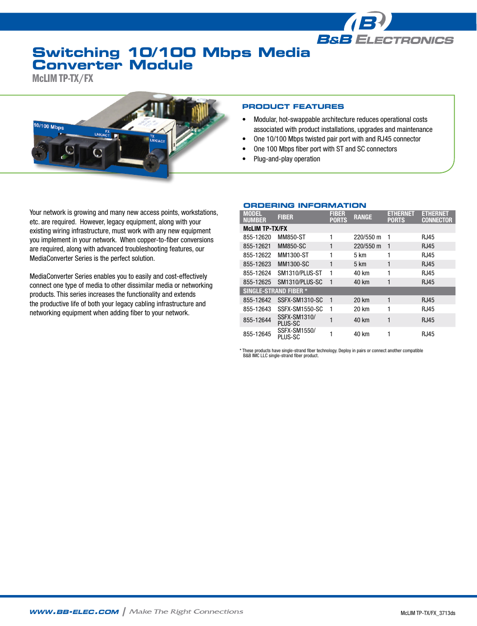 B&B Electronics 855-12620--45 - Datasheet User Manual | 2 pages