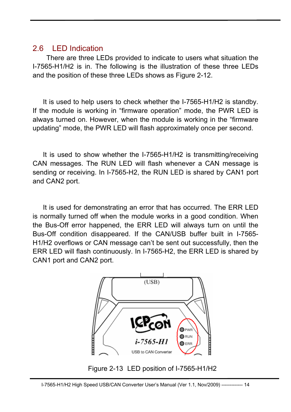 6 led indication, Led indication | B&B Electronics I-7565-H2 - Manual User Manual | Page 14 / 70