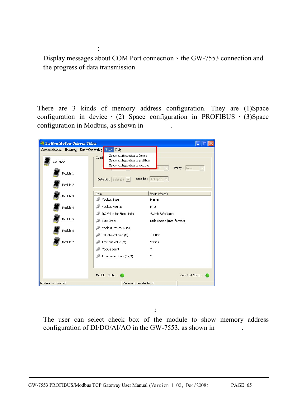 3 memory address configuration of the module | B&B Electronics GW-7553 - Manual User Manual | Page 65 / 75