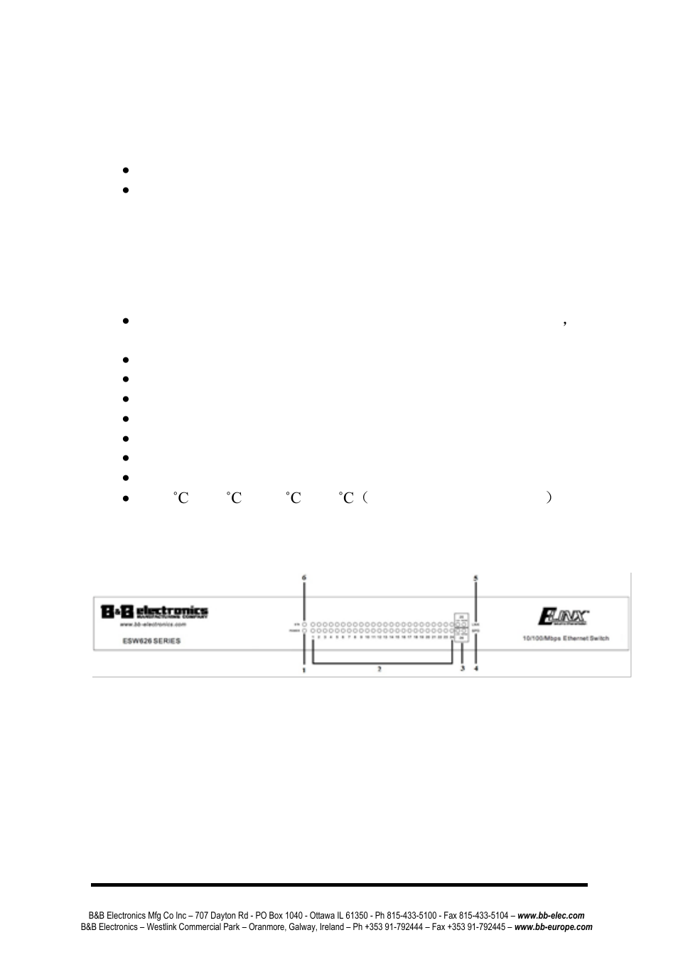Package checklist, Esw626 family, Features | Front panel | B&B Electronics ESWG626-2SFP-T - Manual User Manual | Page 6 / 16
