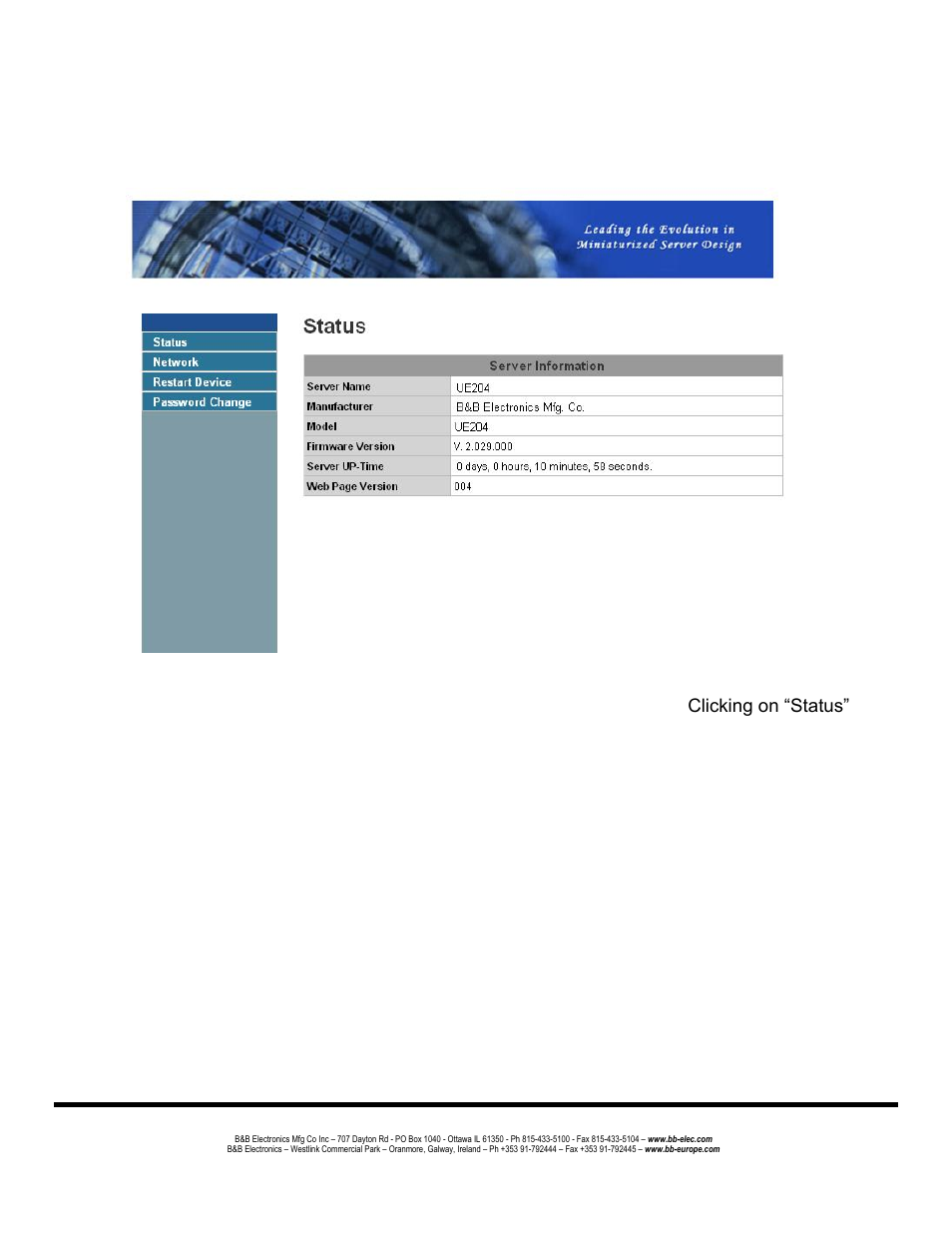 Configuration with web-based ui | B&B Electronics UE204 - Manual User Manual | Page 12 / 24