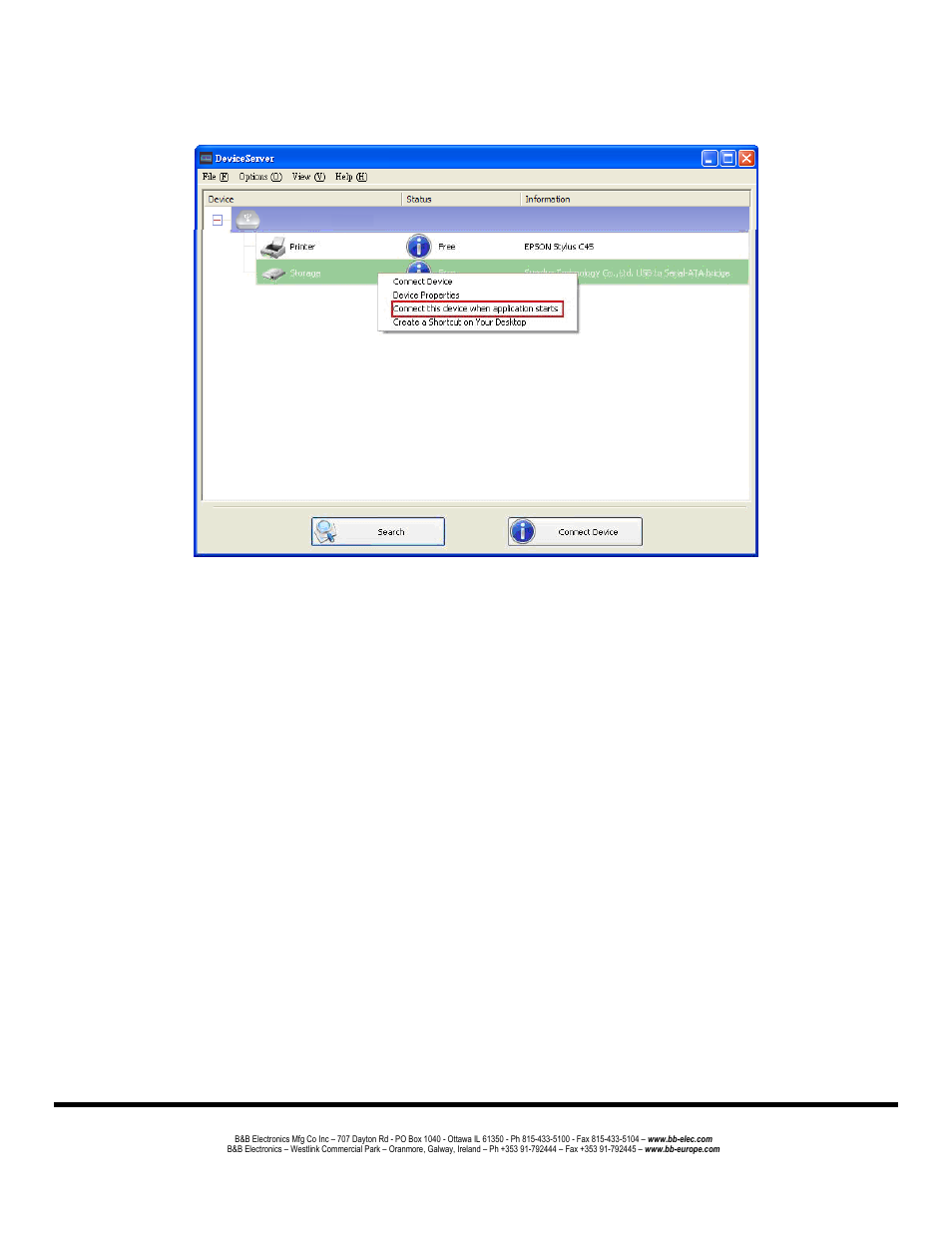 Connect this device when application starts | B&B Electronics UE204 - Manual User Manual | Page 17 / 24