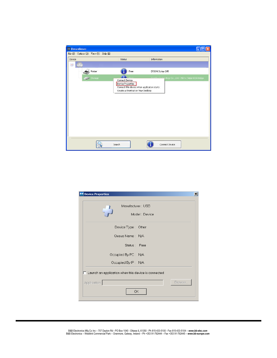 Device property, Device properties | B&B Electronics UE204 - Manual User Manual | Page 19 / 24