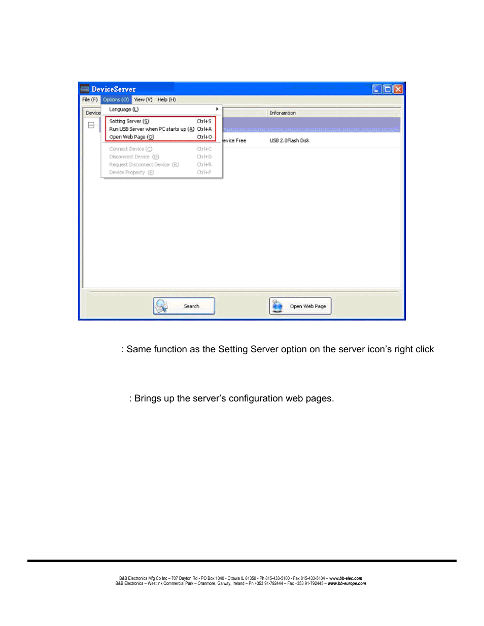 Server settings | B&B Electronics UE204 - Manual User Manual | Page 20 / 24