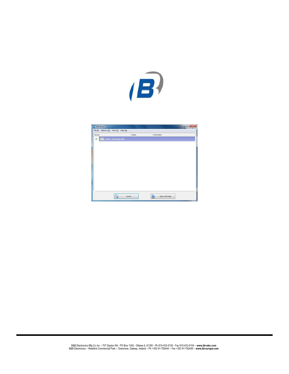 Running program, Main dialog box | B&B Electronics UE204 - Manual User Manual | Page 7 / 24