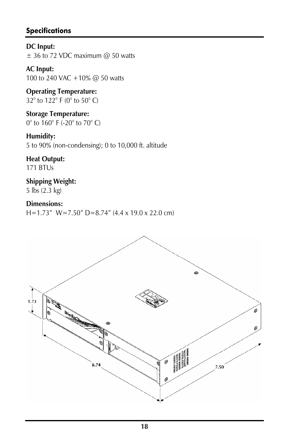 Specifications | B&B Electronics 850-10953-DC - Manual User Manual | Page 18 / 20