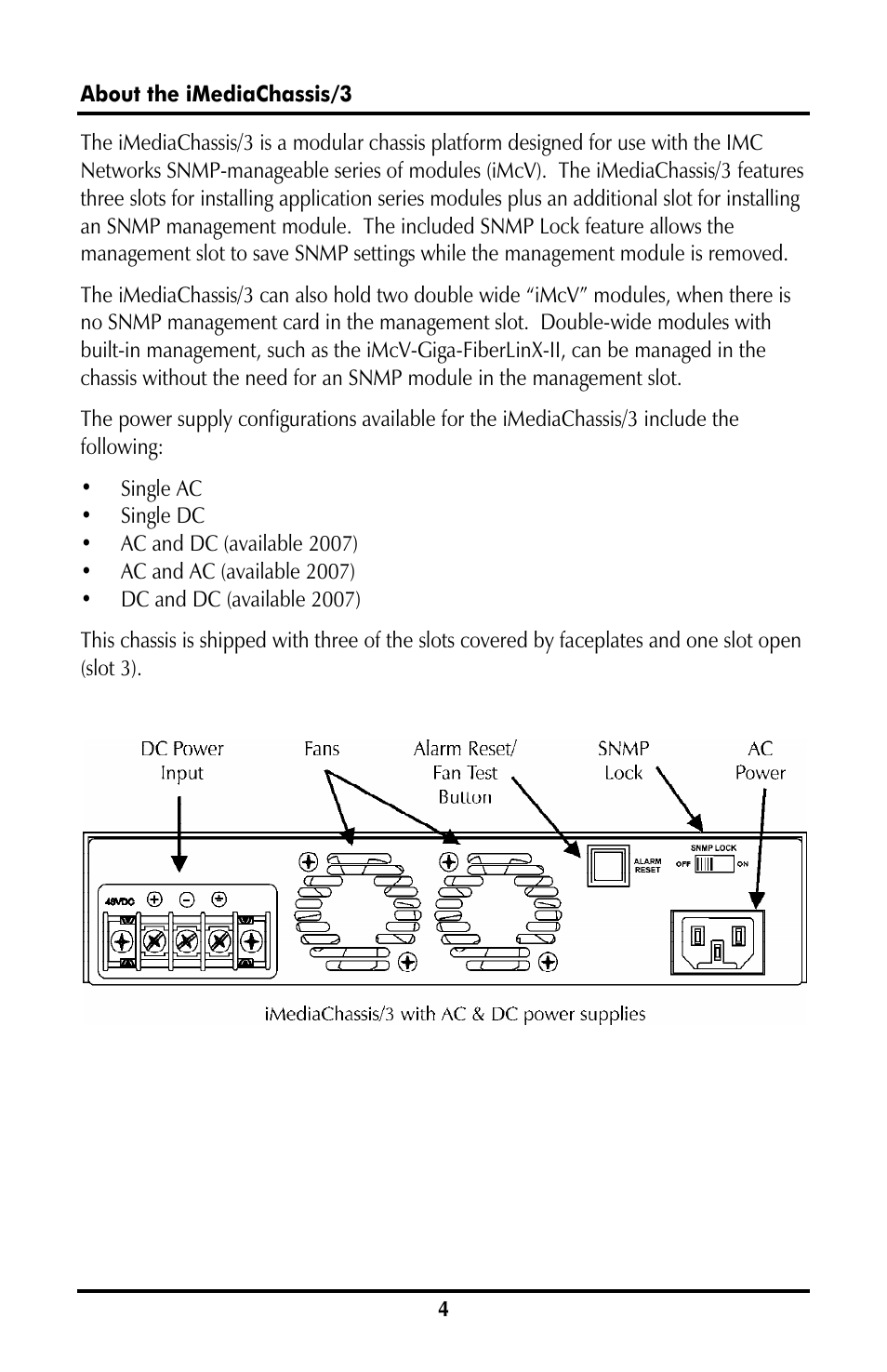 About the imediachassis/3 | B&B Electronics 850-10953-DC - Manual User Manual | Page 4 / 20