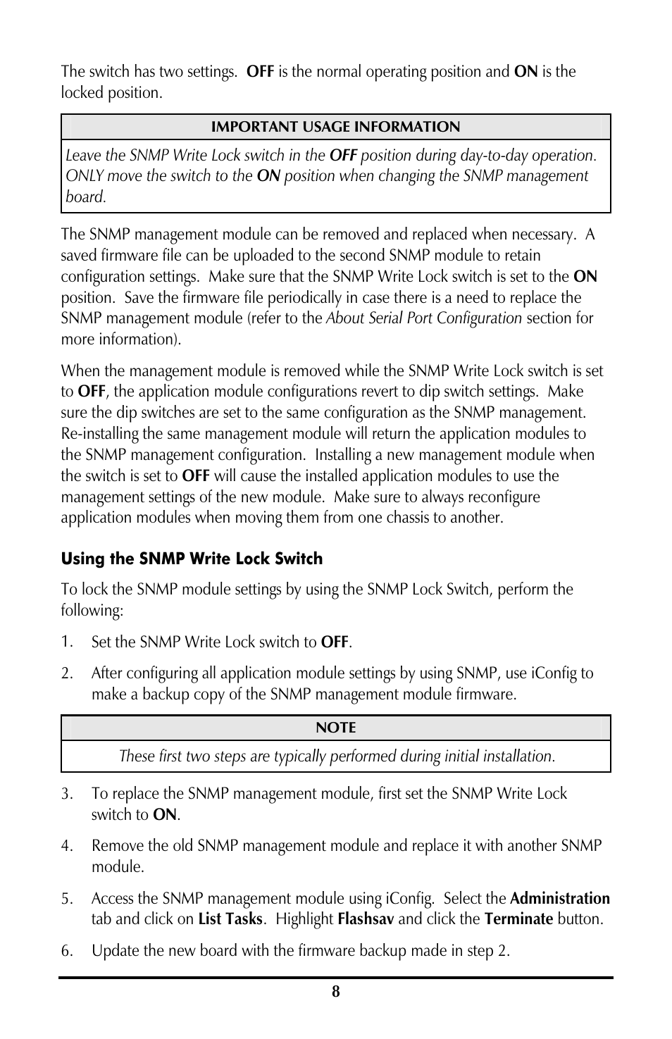 Using the snmp write lock switch | B&B Electronics 850-10953-DC - Manual User Manual | Page 8 / 20