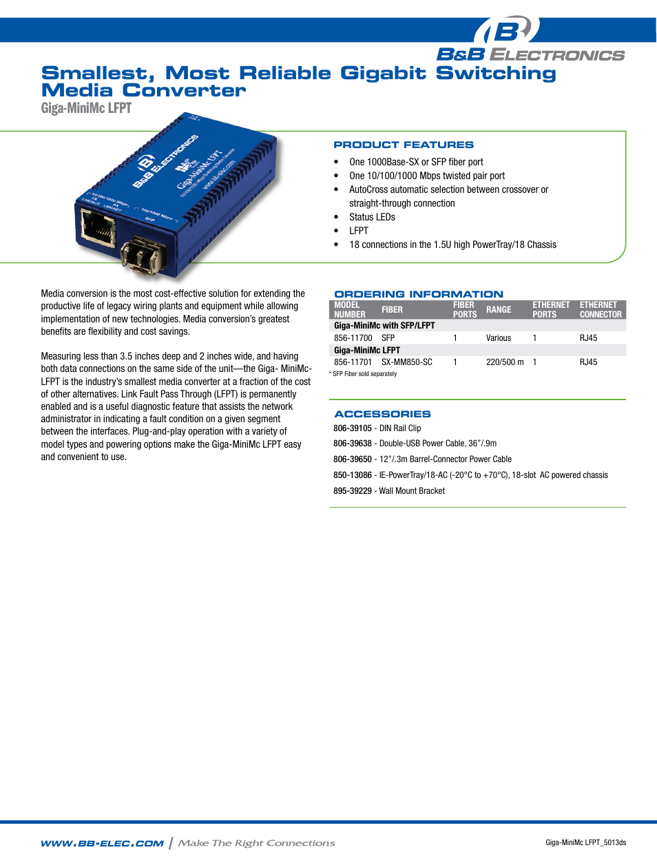 B&B Electronics 856-11700-01 - Datasheet User Manual | 2 pages