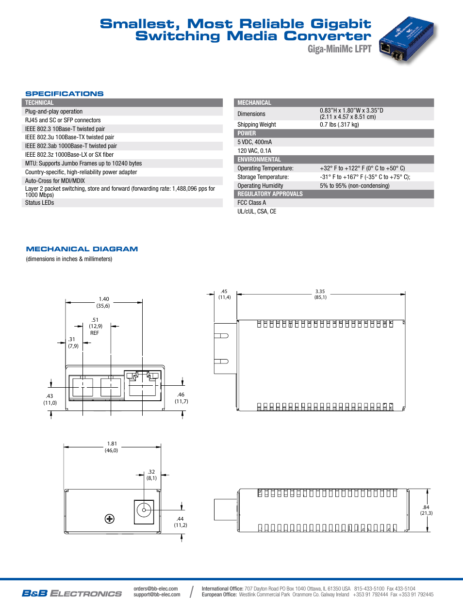 Giga-minimc lfpt | B&B Electronics 856-11700-01 - Datasheet User Manual | Page 2 / 2