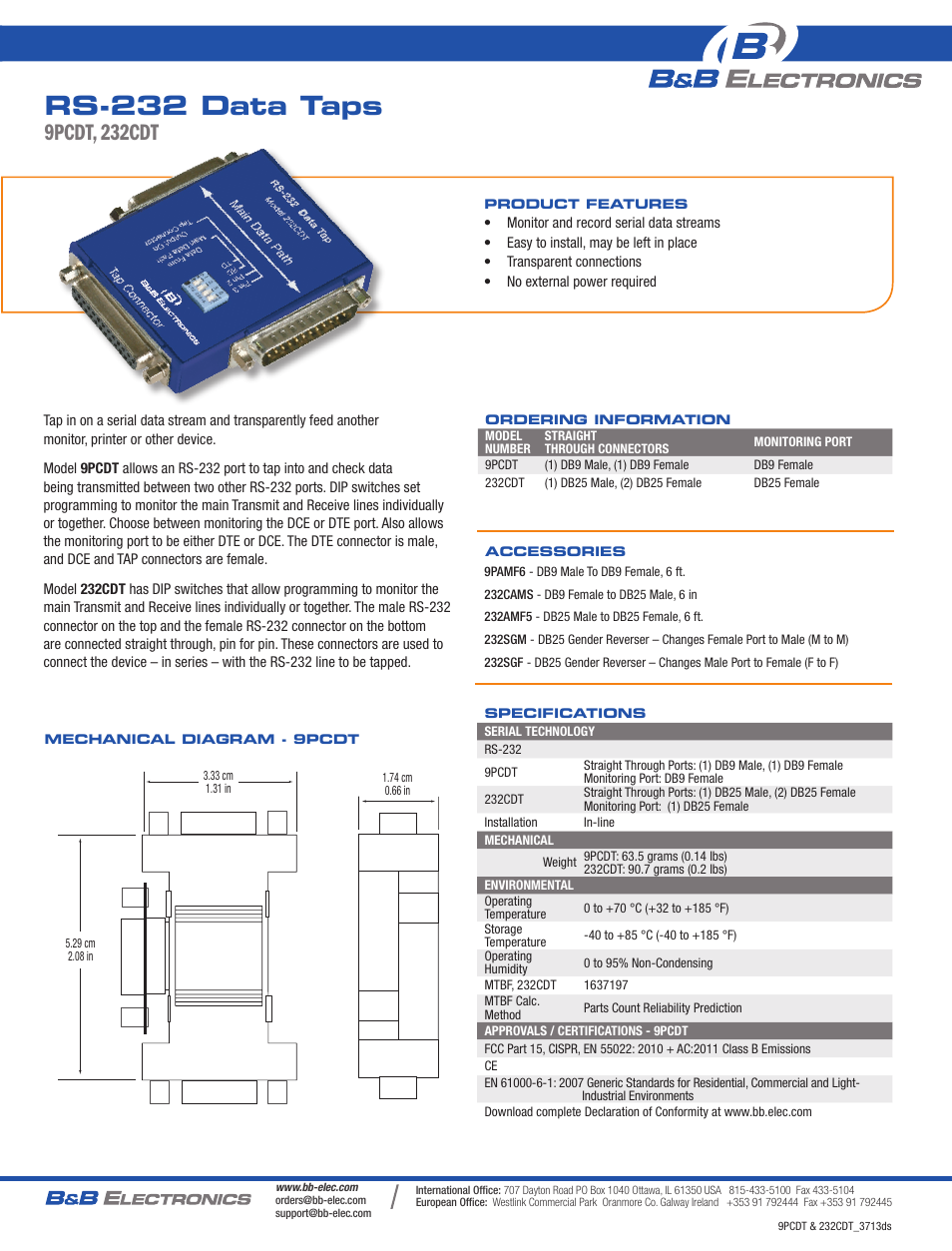 B&B Electronics 9PCDT - Datasheet User Manual | 1 page