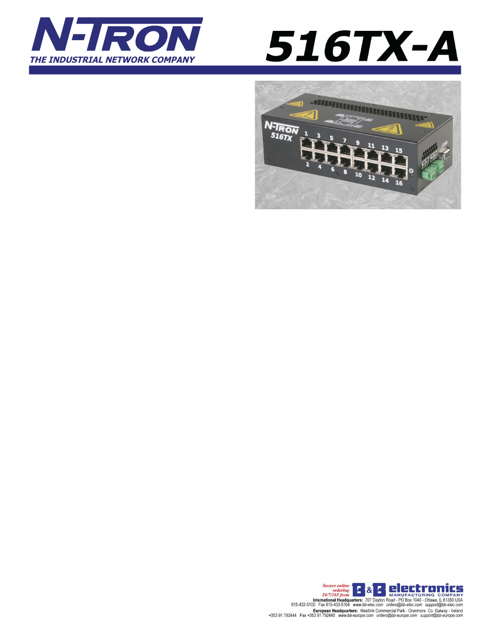 B&B Electronics 516TX-A - Datasheet User Manual | 3 pages
