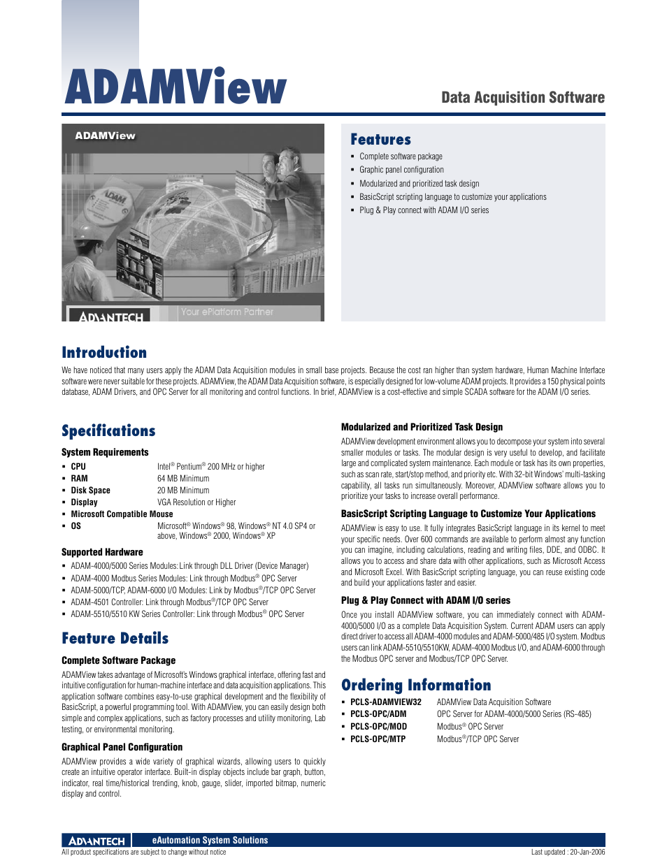 Advantech PCLS-ADAMVIEW32 User Manual | 1 page