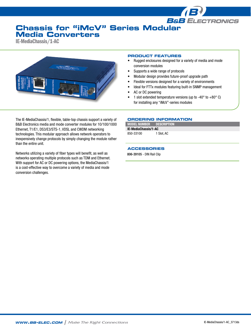 B&B Electronics 850-33100 - Datasheet User Manual | 2 pages