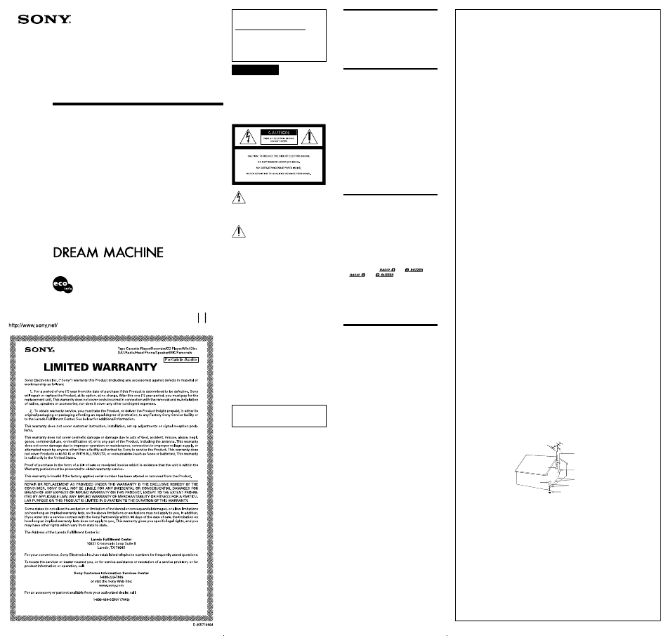 Sony ICF-C263 User Manual | 2 pages