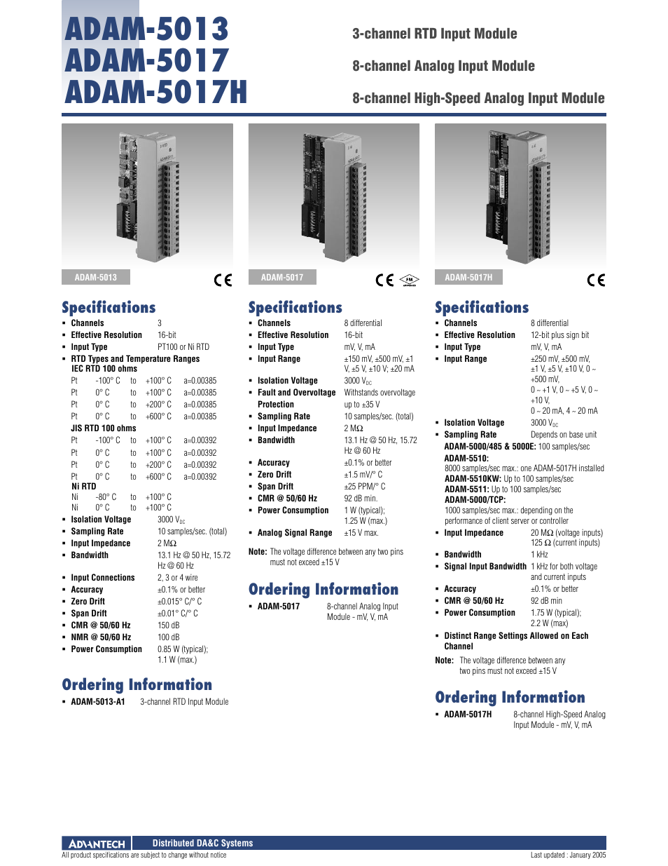 B&B Electronics ADAM-5017H - Datasheet User Manual | 1 page