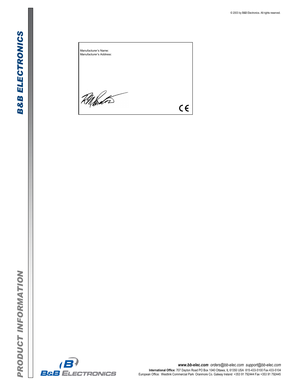 B&B Electronics 4WSD9R - Datasheet User Manual | Page 4 / 4