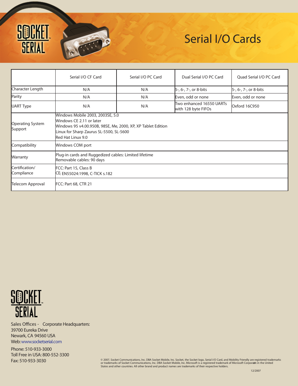 Serial-io_spec_p2, Serial i/o cards | B&B Electronics SL2736-698 - Datasheet User Manual | Page 2 / 2