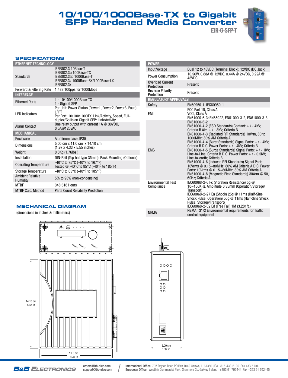 Eir-g-sfp-t | B&B Electronics EIR-G-SFP-T - Datasheet User Manual | Page 2 / 2
